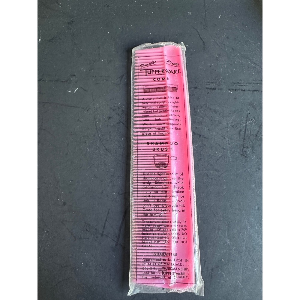 Tupperware Comb Vintage Pink Sealed New Old Stock Original Package Hair Styling